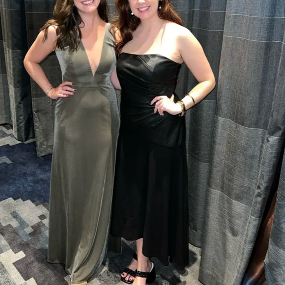 Shoshanna Rustin Black Faux Leather Gown SIZE 4 Formal Maxi Dress - Picture 12 of 15